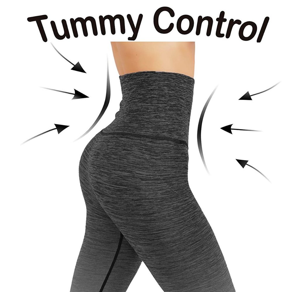 NWT Seamless High Waist Yoga Dry-Fit Ombre compression Leggings Tummy support - Picture 4 of 6